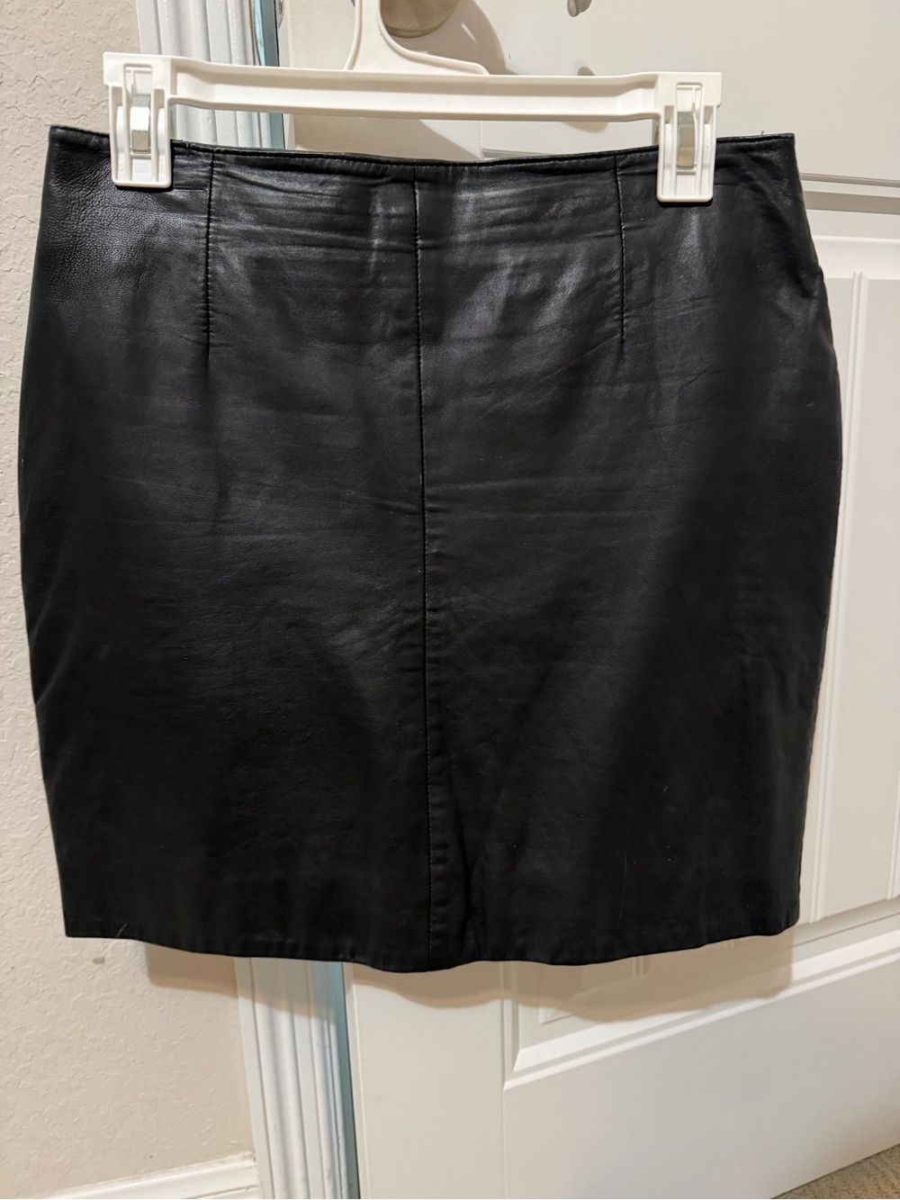 Vintage 100% Custom Made Genuine Leather Black Mini Skirt | High Waist | Size 10